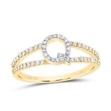Load image into Gallery viewer, 14K Yellow Gold Diamond Gift Initial "Q" Women's Ring 1/4 Cttw - Splendid Jewellery