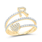 14K Yellow Gold Diamond Gift Initial "R" Heart Women's Ring 3/8 Cttw - Splendid Jewellery
