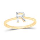 14K Yellow Gold Diamond Gift Initial "R" Ring 1/20 Cttw - Splendid Jewellery