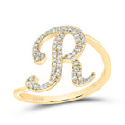 14K Yellow Gold Diamond Gift Initial "R" Ring 1/5 Cttw - Splendid Jewellery