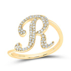 14K Yellow Gold Diamond Gift Initial "R" Ring 1/5 Cttw - Splendid Jewellery