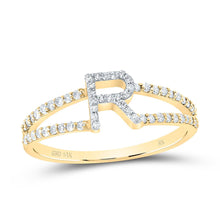 Load image into Gallery viewer, 14K Yellow Gold Diamond Gift Initial "R" Women's Ring 1/4 Cttw - Splendid Jewellery