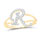 14K Yellow Gold Diamond Gift Initial "R" Women's Ring 1/5 Cttw - Splendid Jewellery