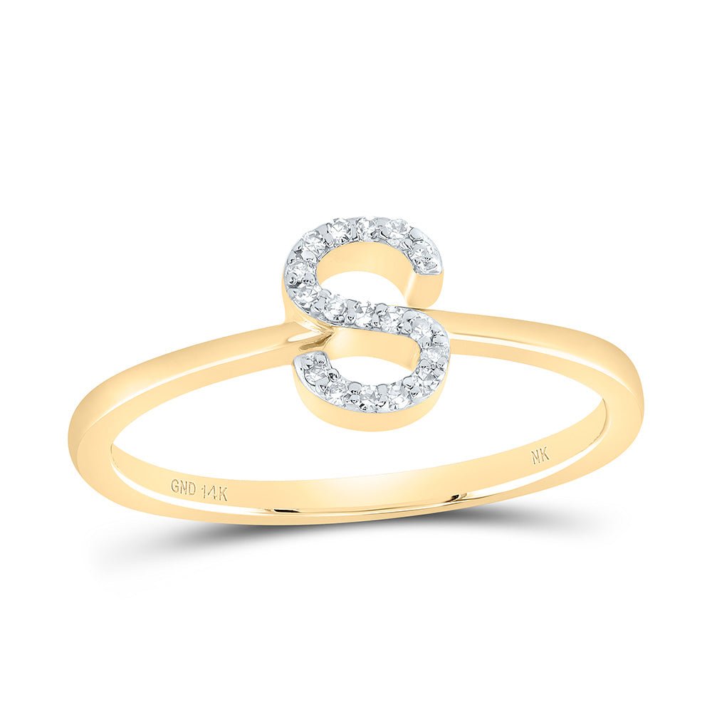 14K Yellow Gold Diamond Gift Initial "S" Ring 1/20 Cttw - Splendid Jewellery