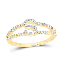 Load image into Gallery viewer, 14K Yellow Gold Diamond Gift Initial "S" Women's Ring 1/4 Cttw - Splendid Jewellery