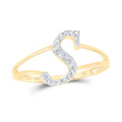 14K Yellow Gold Diamond Gift Initial "S" Women's Ring 1/8 Cttw - Splendid Jewellery