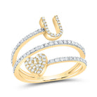 14K Yellow Gold Diamond Gift Initial "U" Heart Women's Ring 3/8 Cttw - Splendid Jewellery
