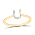 14K Yellow Gold Diamond Gift Initial "U" Ring 1/20 Cttw - Splendid Jewellery