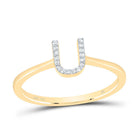14K Yellow Gold Diamond Gift Initial "U" Ring 1/20 Cttw - Splendid Jewellery