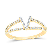 Load image into Gallery viewer, 14K Yellow Gold Diamond Gift Initial "V" Women's Ring 1/4 Cttw - Splendid Jewellery