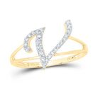 14K Yellow Gold Diamond Gift Initial "V" Women's Ring 1/6 Cttw - Splendid Jewellery