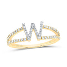 14K Yellow Gold Diamond Gift Initial "W" Women's Ring 1/4 Cttw - Splendid Jewellery