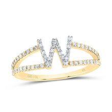 Load image into Gallery viewer, 14K Yellow Gold Diamond Gift Initial "W" Women's Ring 1/4 Cttw - Splendid Jewellery