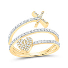 14K Yellow Gold Diamond Gift Initial "X" Heart Women's Ring 3/8 Cttw - Splendid Jewellery