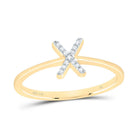 14K Yellow Gold Diamond Gift Initial "X" Ring 1/20 Cttw - Splendid Jewellery