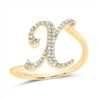 14K Yellow Gold Diamond Gift Initial "X" Ring 1/6 Cttw - Splendid Jewellery