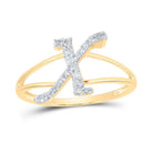 14K Yellow Gold Diamond Gift Initial "X" Women's Ring 1/6 Cttw - Splendid Jewellery