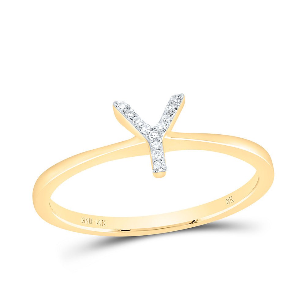 14K Yellow Gold Diamond Gift Initial "Y" Ring 1/20 Cttw - Splendid Jewellery