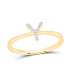 14K Yellow Gold Diamond Gift Initial "Y" Ring 1/20 Cttw - Splendid Jewellery