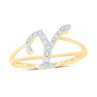 14K Yellow Gold Diamond Gift Initial "Y" Women's Ring 1/6 Cttw - Splendid Jewellery