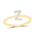 14K Yellow Gold Diamond Gift Initial "Z" Ring 1/20 Cttw - Splendid Jewellery