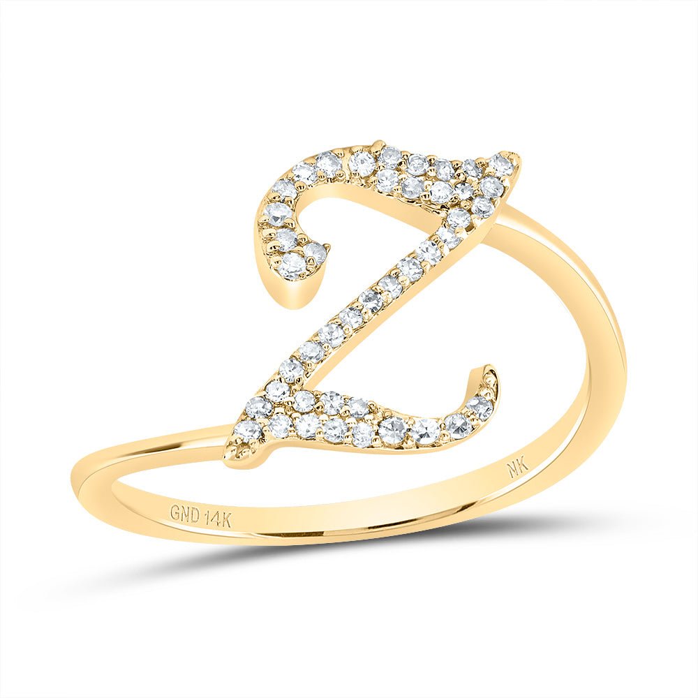 14K Yellow Gold Diamond Gift Initial "Z" Ring 1/8 Cttw - Splendid Jewellery