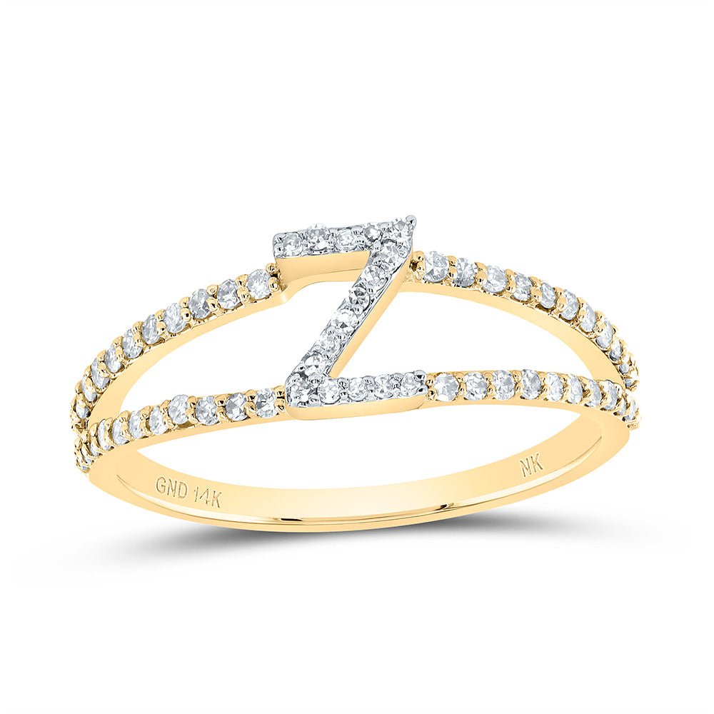 14K Yellow Gold Diamond Gift Initial "Z" Women's Ring 1/4 Cttw - Splendid Jewellery