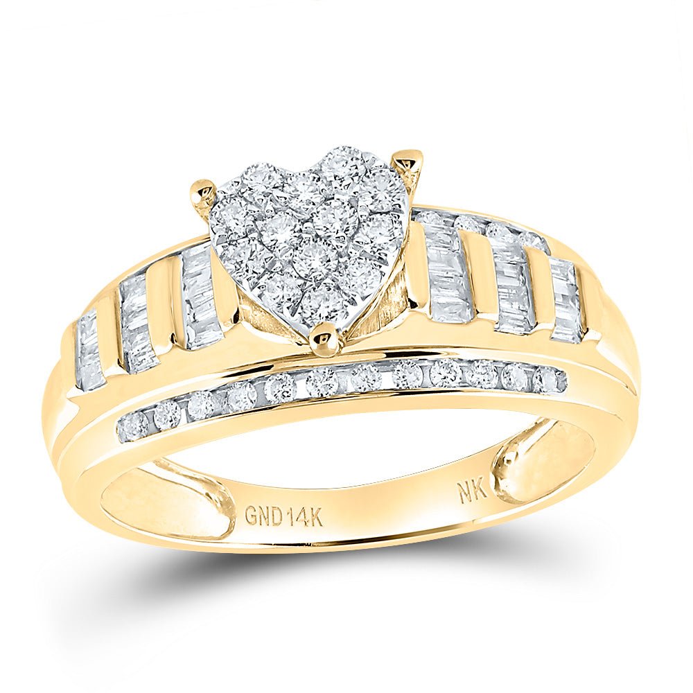 14K Yellow Gold Diamond Heart Bridal Wedding Engagement Ring 1/2 Cttw - Splendid Jewellery