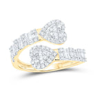 14K Yellow Gold Diamond Heart Cuff Women's Ring 5/8 Cttw - Splendid Jewellery