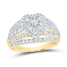14K Yellow Gold Diamond Heart Designer Ring 1 Cttw - Splendid Jewellery