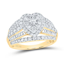 Load image into Gallery viewer, 14K Yellow Gold Diamond Heart Designer Ring 1 Cttw - Splendid Jewellery
