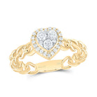 14K Yellow Gold Diamond Heart Designer Ring 3/8 Cttw - Splendid Jewellery