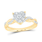 14K Yellow Gold Diamond Heart Fashion Bridal Ring 1/2 Cttw - Splendid Jewellery