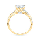 14K Yellow Gold Diamond Heart Fashion Bridal Ring 1/2 Cttw - Splendid Jewellery