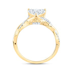 14K Yellow Gold Diamond Heart Fashion Bridal Ring 1/2 Cttw - Splendid Jewellery
