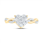 14K Yellow Gold Diamond Heart Fashion Bridal Ring 1/2 Cttw - Splendid Jewellery