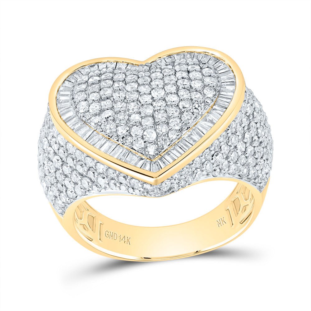 14K Yellow Gold Diamond Heart Ring 2 1/5 Cttw - Splendid Jewellery