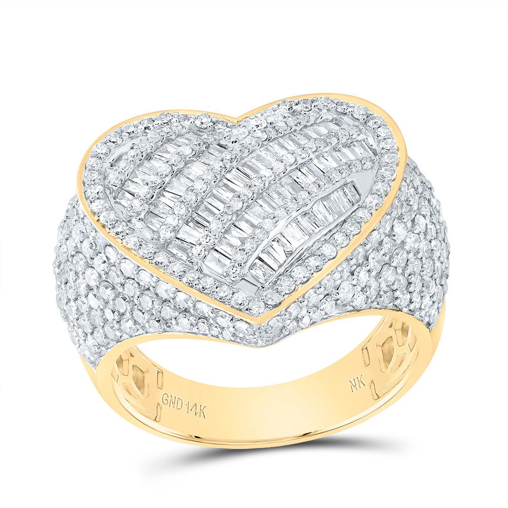 14K Yellow Gold Diamond Heart Ring 2 Cttw - Splendid Jewellery