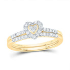 14K Yellow Gold Diamond Heart Single Halo Bridal Set 1/3 Cttw - Splendid Jewellery