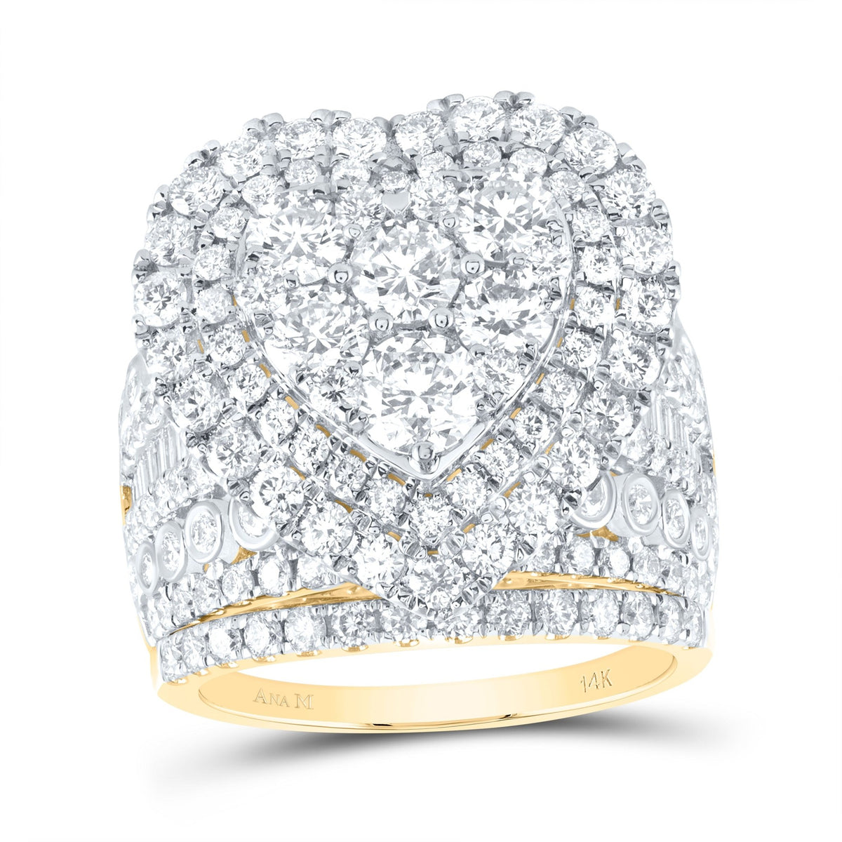 14K Yellow Gold Diamond Heart Single Halo Bridal Set 4 3/8 Cttw - Splendid Jewellery