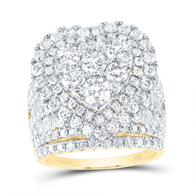 14K Yellow Gold Diamond Heart Single Halo Bridal Set 4 3/8 Cttw - Splendid Jewellery