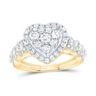 14K Yellow Gold Diamond Heart Single Halo Engaement Ring 1 1/3 Cttw - Splendid Jewellery