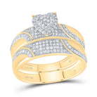 14K Yellow Gold Diamond Heart Trio Ring Set 1/2 Cttw - Splendid Jewellery