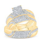 14K Yellow Gold Diamond Heart Trio Ring Set 1/2 Cttw - Splendid Jewellery