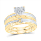 14K Yellow Gold Diamond Heart Trio Ring Set 1/4 Cttw - Splendid Jewellery