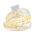 14K Yellow Gold Diamond Heart Trio Ring Set 1/4 Cttw - Splendid Jewellery