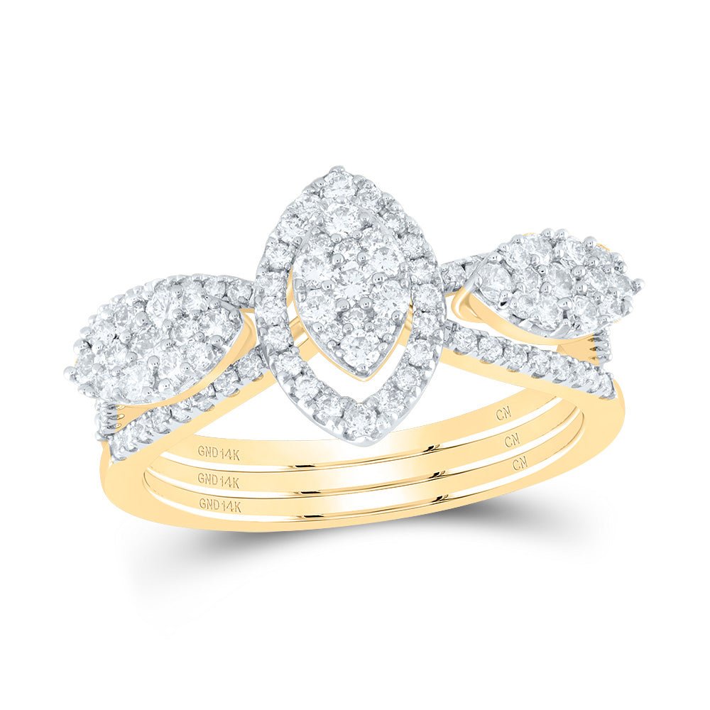 14K Yellow Gold Diamond Marquise Designer Ring 7/8 Cttw - Splendid Jewellery