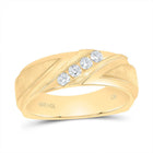 14K Yellow Gold Diamond Men's Machine Set Band 1/4 Cttw - Splendid Jewellery