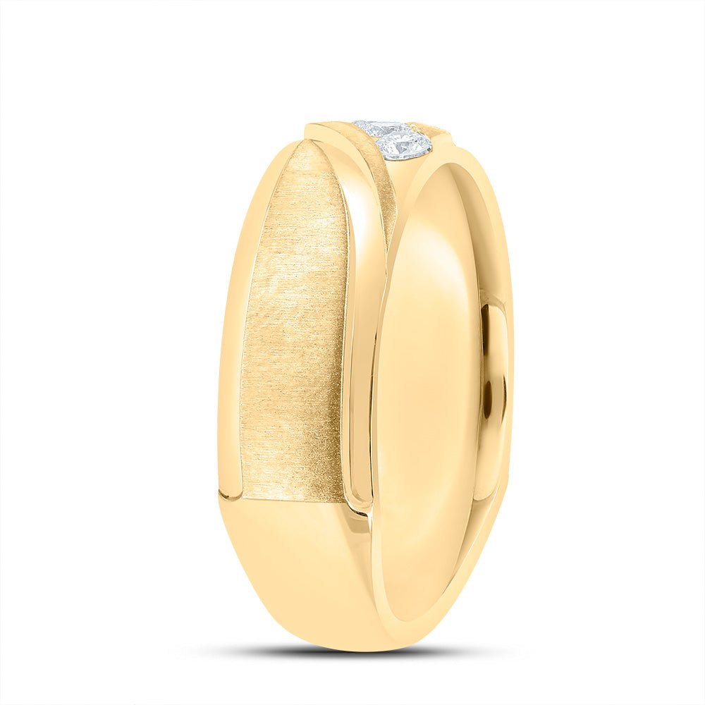 14K Yellow Gold Diamond Men's Machine Set Band 1/4 Cttw - Splendid Jewellery