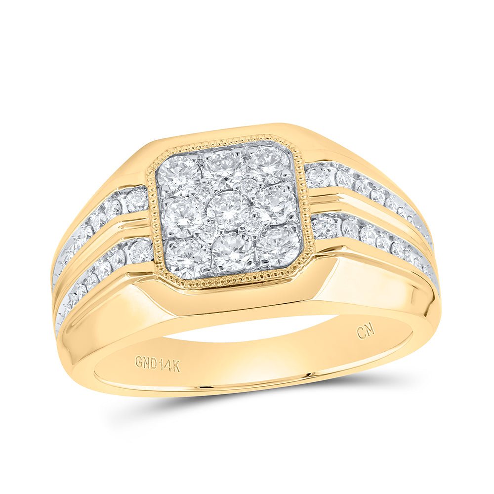14K Yellow Gold Diamond Men's Ring 1 Cttw - Splendid Jewellery